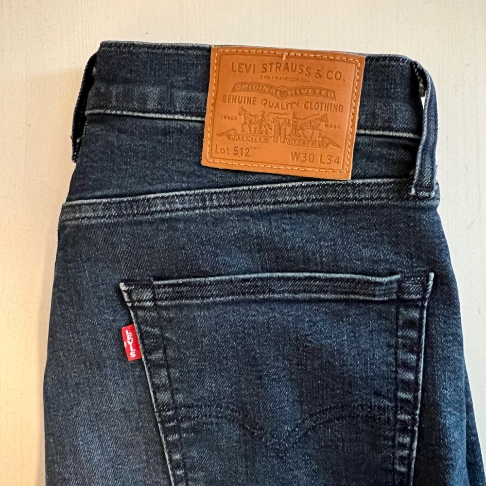 Levi’s 512 Slim Taper. Dark Blue. 30W x 34L. Excellent condition.